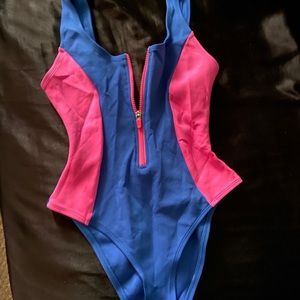 Blue/Pink Low Back One-Piece